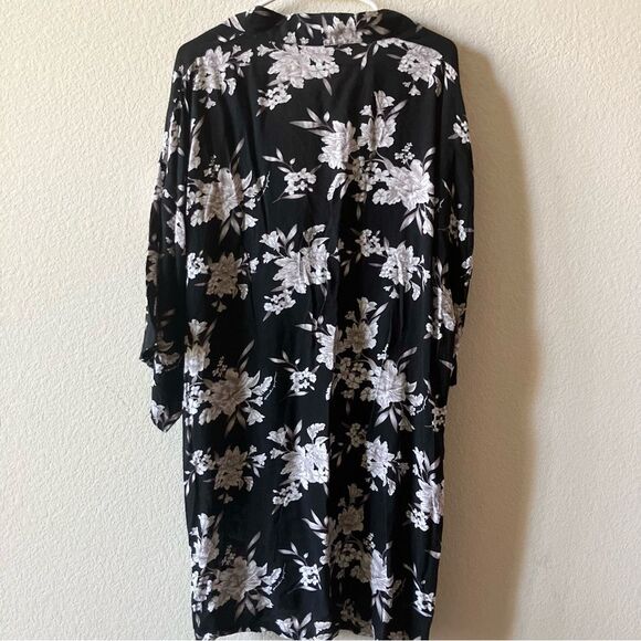 Spiritual Gangster Maya Black Floral Boho Casual Hippie Tie Waist Robe Kimono OS - Picture 7 of 10